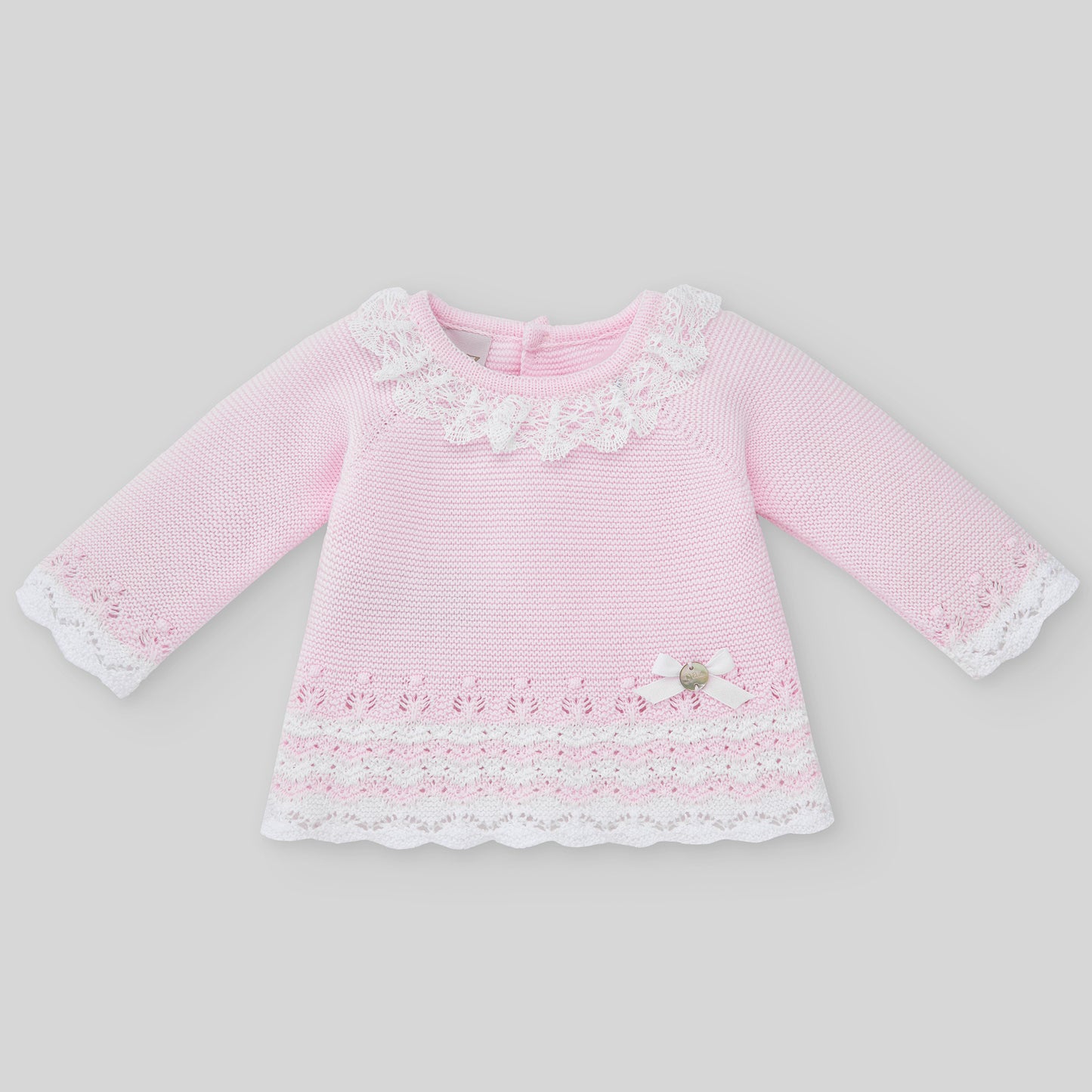 PAZ RODRIGUEZ Tutina 2 pezzi+Cuffia Filo Cotone Organic Rosa Gesso-Bianco