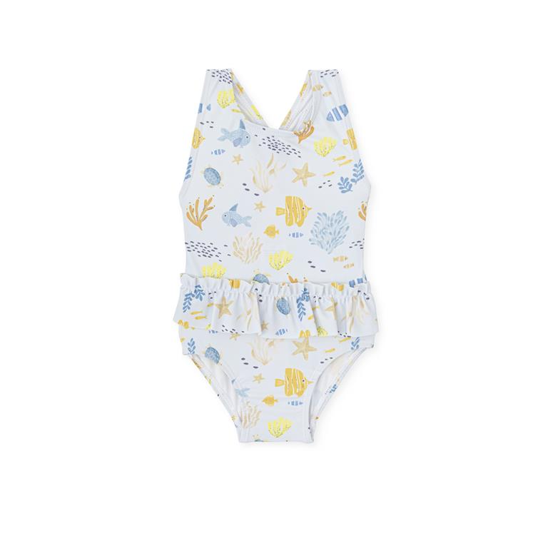 ALL SMALL Light Blue Fish Pattern One-piece Swimsuit