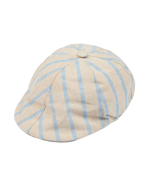 LE BEBE' ENFANT Cappello Neonato con Visiera Rigato Beige-Celeste