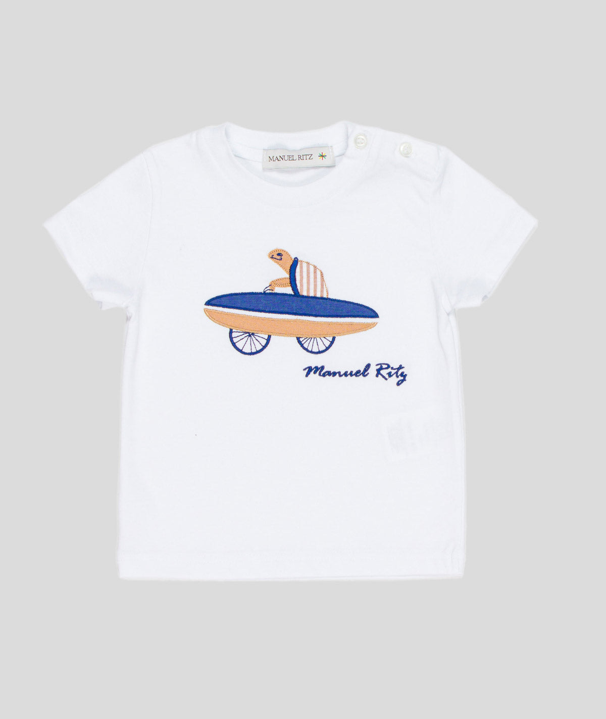 MANUEL RITZ T-Shirt Baby Fantasia Bianco-Blu-Beige