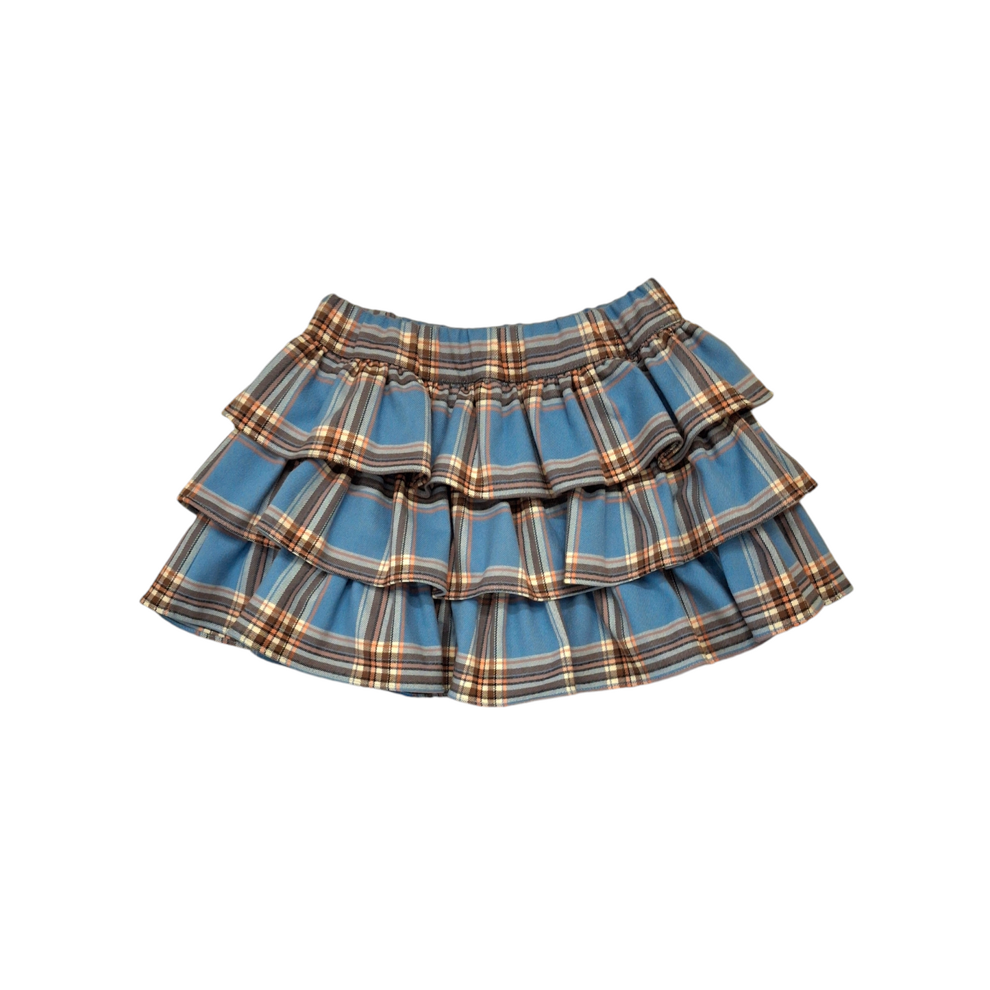 MALVI & CO. Gonna Balze Tartan Azzurro Carta da Zucchero-Cioccolato-lampone-Panna