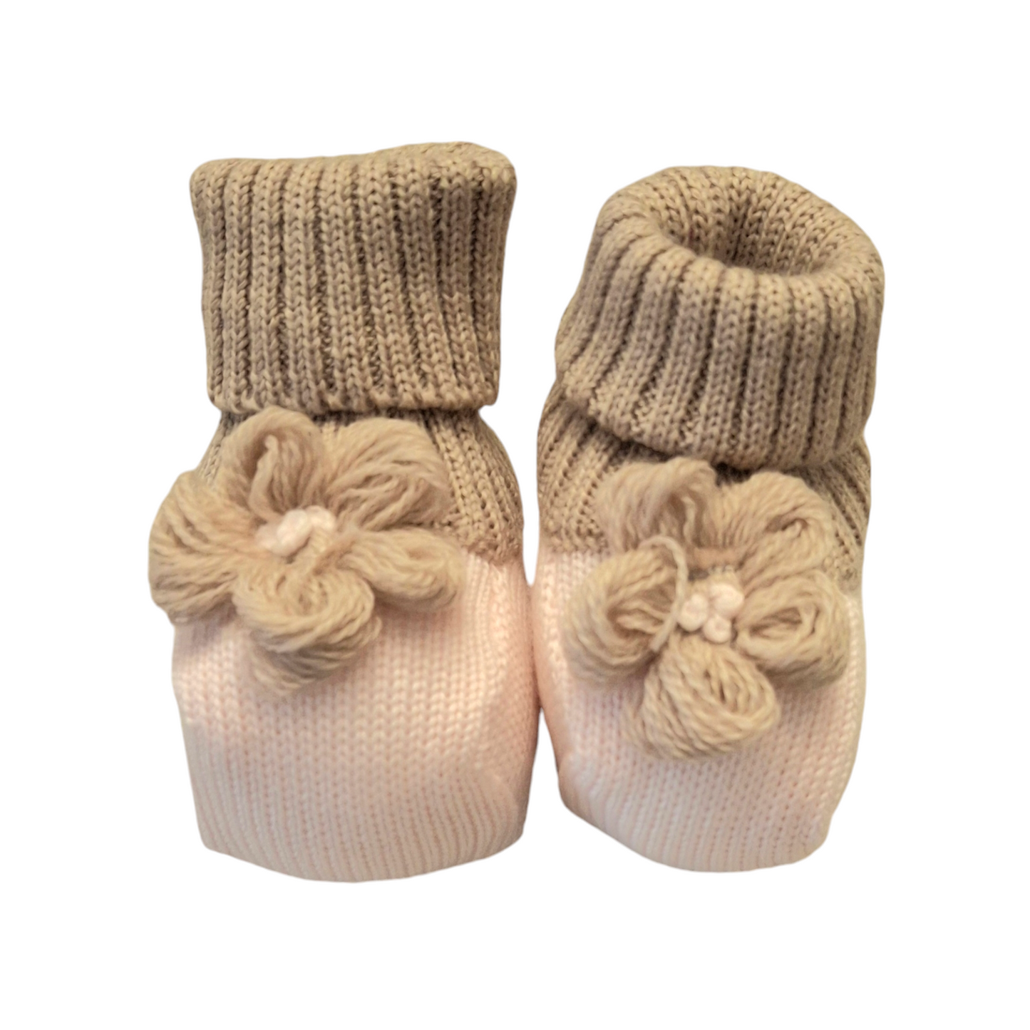 COLORICHIARI Set 3 Pezzi Tutina+Cappello+Babbucce Lana Extrafine Rosa-Beige Autunno-Inverno