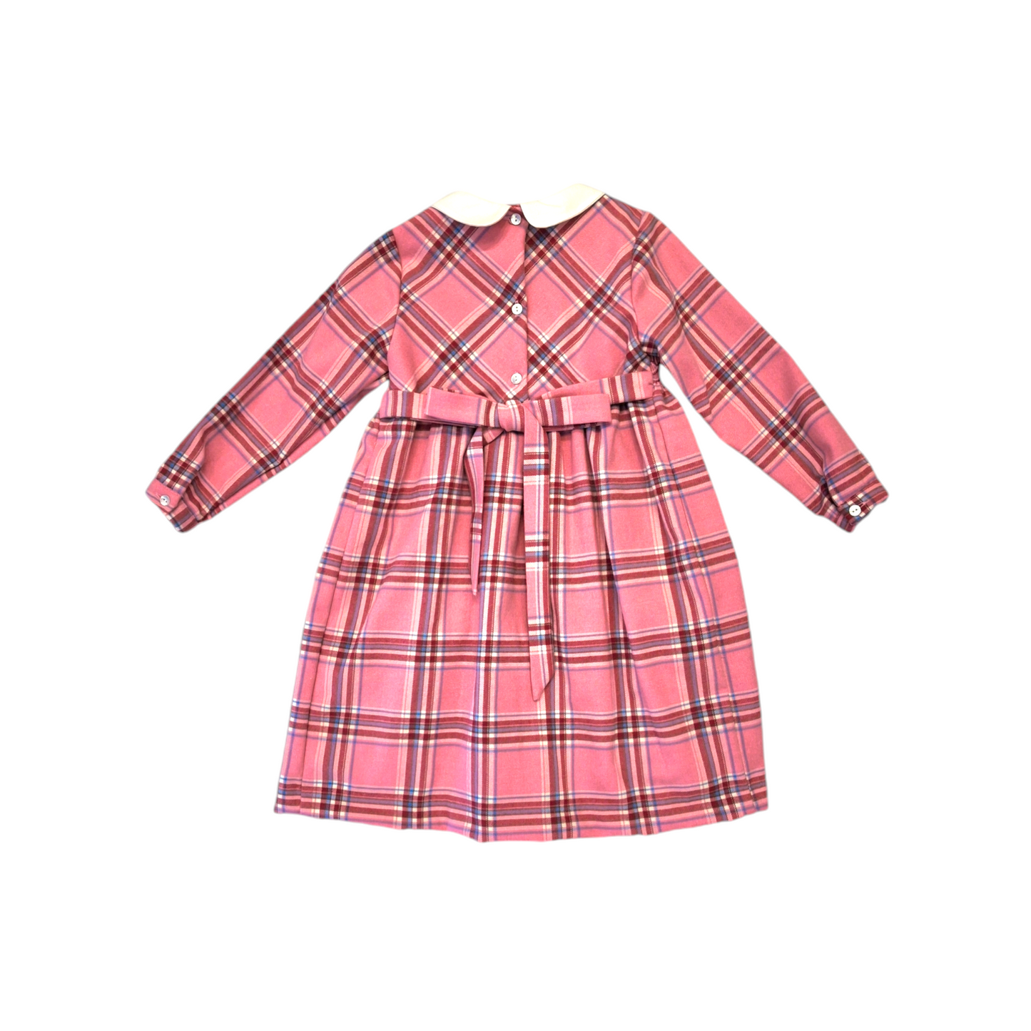 MALVI & CO Vestito Tartan con punto Smock Lampone-Rosa-Azzurro