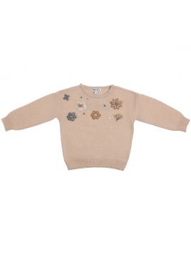 MALVI &amp; CO Pullover with beige flower embroidery