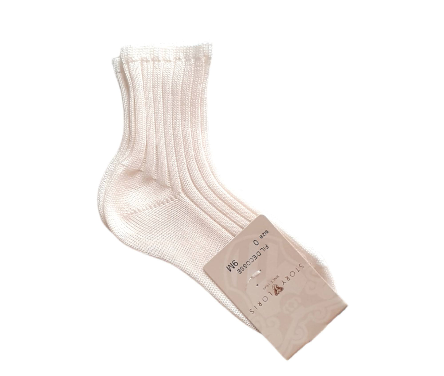 STORY LORIS Short Sock Ivory Ribbed Cotton Thread